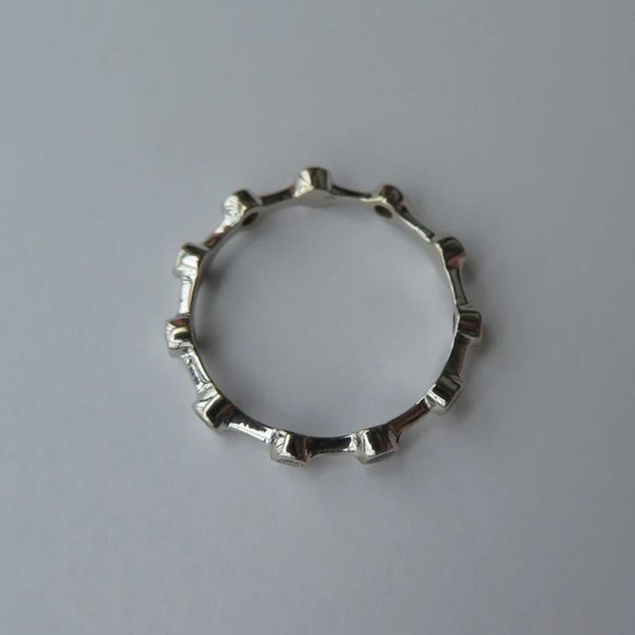 Genuine Diamonds Enamel In 18K White Gold Ring Size 5 - Picture 6 of 12